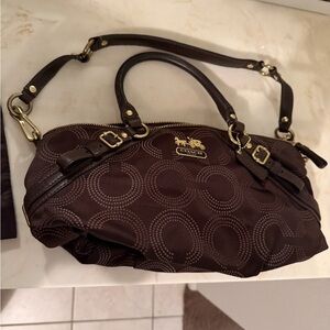 Coach Dark Brown Patterned Shoulder Bag